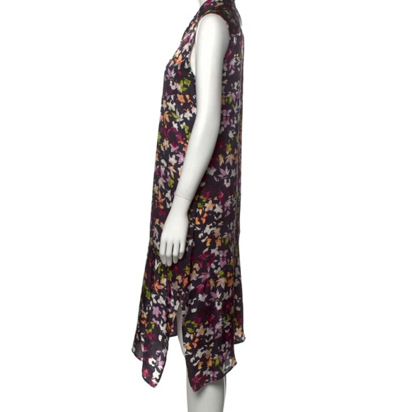 Equipment Sz XS Tira Silk Shift Asymmetrical Dress Eclipse Multi Floral - Picture 3 of 4